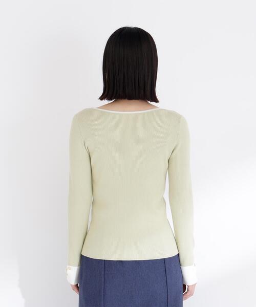 NATURAL BEAUTY BASIC(ナチュラルビューティーベーシック)の「◇ダブルカフスニット(ニット/セーター・レディース・ブルー系その他6/グリーン系その他3/ベージュ系その他・FREE)」の5枚目の写真