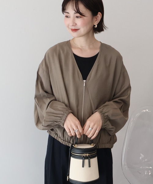 AMERICAN HOLIC（アメリカンホリック）の「【UVカット+接触冷感】Vネックドルマンブルゾン（その他アウター・レディース・ブラック/モカ/ライトベージュ・M/L）」の20枚目の写真