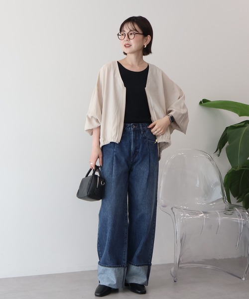 AMERICAN HOLIC（アメリカンホリック）の「【UVカット+接触冷感】Vネックドルマンブルゾン（その他アウター・レディース・ブラック/モカ/ライトベージュ・M/L）」の19枚目の写真