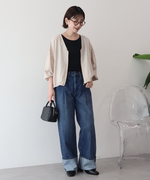 AMERICAN HOLIC（アメリカンホリック）の「【UVカット+接触冷感】Vネックドルマンブルゾン（その他アウター・レディース・ブラック/モカ/ライトベージュ・M/L）」の16枚目の写真