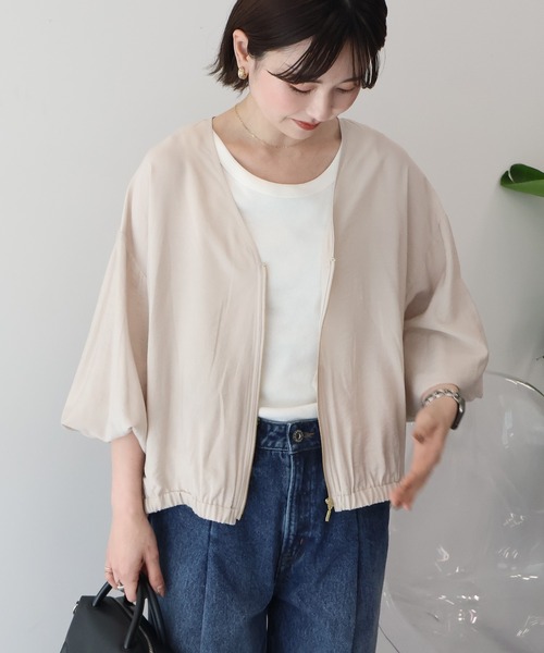 AMERICAN HOLIC（アメリカンホリック）の「【UVカット+接触冷感】Vネックドルマンブルゾン（その他アウター・レディース・ブラック/モカ/ライトベージュ・M/L）」の11枚目の写真