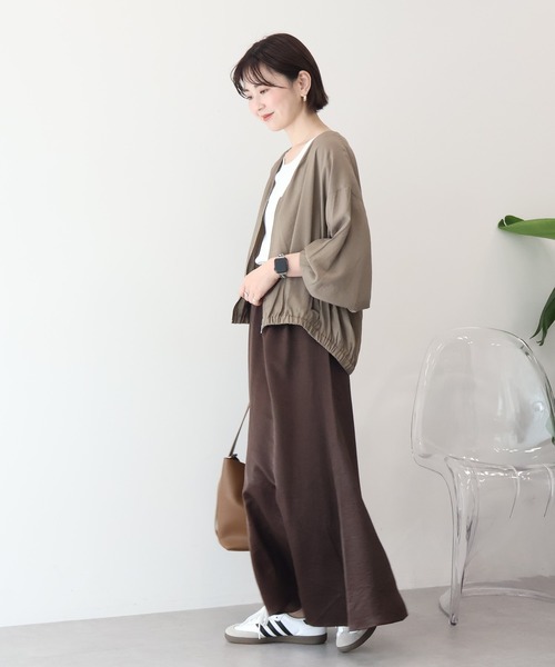 AMERICAN HOLIC（アメリカンホリック）の「【UVカット+接触冷感】Vネックドルマンブルゾン（その他アウター・レディース・ブラック/モカ/ライトベージュ・M/L）」の7枚目の写真