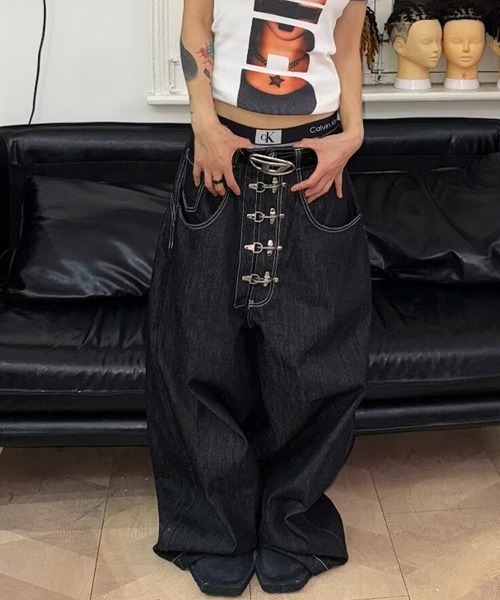 Ressaca(レサーカ)の「メタルバックルワイドデニムパンツ(デニムパンツ・メンズ・インディゴブルー・L/XL/M)」の8枚目の写真