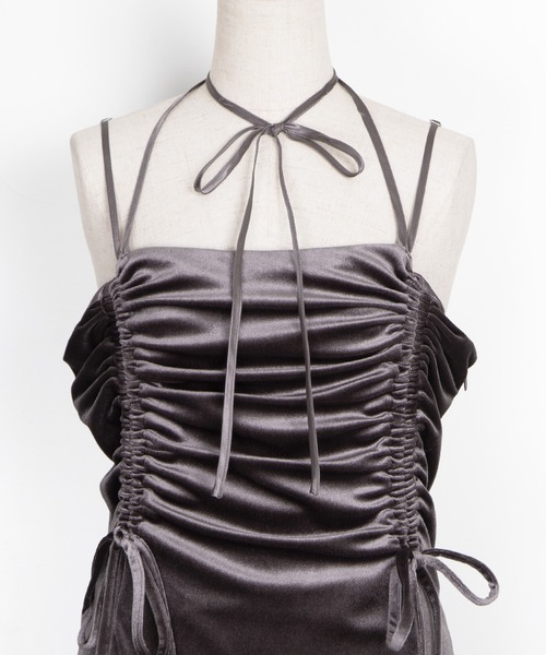 PUNYUS（プニュズ）の「ドロストベロアキャミワンピース（ワンピース・レディース・ダークグレー/ブラック・1/2/3/4/5）」の15枚目の写真