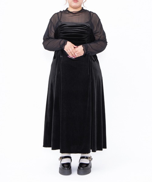 PUNYUS（プニュズ）の「ドロストベロアキャミワンピース（ワンピース・レディース・ダークグレー/ブラック・1/2/3/4/5）」の7枚目の写真