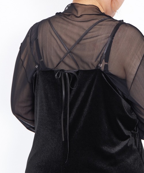 PUNYUS（プニュズ）の「ドロストベロアキャミワンピース（ワンピース・レディース・ダークグレー/ブラック・1/2/3/4/5）」の10枚目の写真