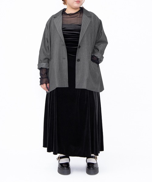 PUNYUS（プニュズ）の「ドロストベロアキャミワンピース（ワンピース・レディース・ダークグレー/ブラック・1/2/3/4/5）」の12枚目の写真