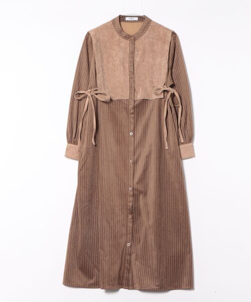 SWITCH BY ARCH(スイッチバイアーチ)の「【8】【it】【SWITCH by ARCH】 Side Ribbon Stripe Shirts Onepiece(ワンピース・レディース・ブラウン/ホワイト系その他/ネイビー系/ベージュ系その他・FREE)」の1枚目の写真