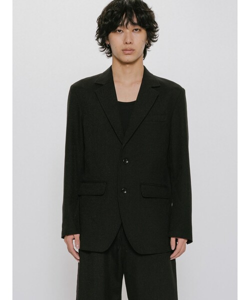 MIDIUMISOLID(ミディウミソリッド)の「MIDIUMISOLID Men’s リネン混テーラードジャケット(ダウンジャケット/コート・メンズ・ブラック/ベージュ・48)」の2枚目の写真