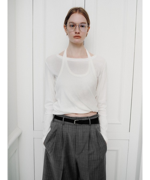 MIESROHE（ミースロエ）の「ウーステッドハーフパンツ（その他パンツ・レディース・ライトベージュ/ストライプ・1/0）」の2枚目の写真