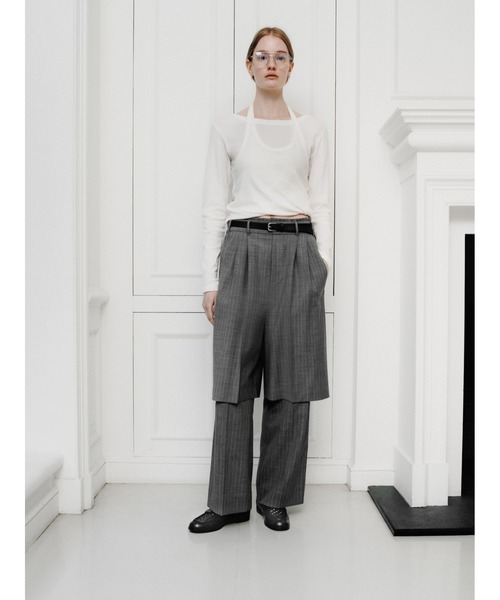 MIESROHE（ミースロエ）の「ウーステッドハーフパンツ（その他パンツ・レディース・ライトベージュ/ストライプ・1/0）」の3枚目の写真