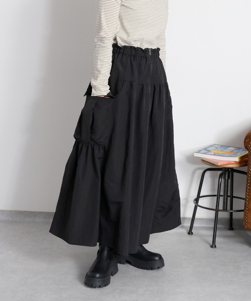 cepo（セポ）の「〈セットアップ対応〉撥水・UV・ウォッシャブル 前後2way グログランロングスカート（スカート・レディース・ベージュ/ブラック/グレー・M）」の2枚目の写真