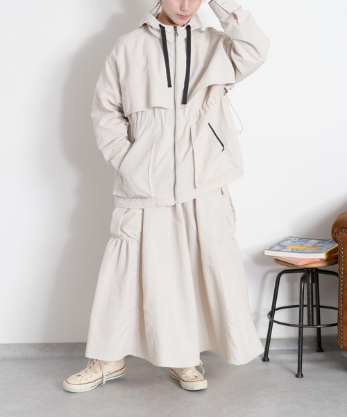 cepo（セポ）の「〈セットアップ対応〉撥水・UV・ウォッシャブル 前後2way グログランロングスカート（スカート・レディース・ベージュ/ブラック/グレー・M）」の9枚目の写真