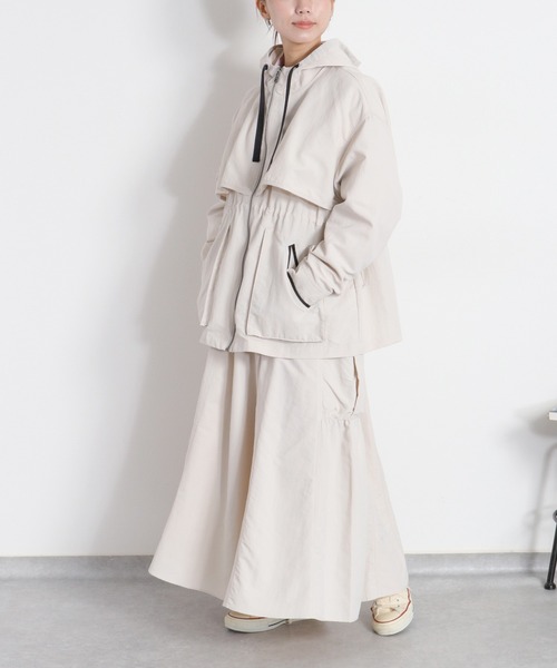 cepo（セポ）の「〈セットアップ対応〉撥水・UV・ウォッシャブル 前後2way グログランロングスカート（スカート・レディース・ベージュ/ブラック/グレー・M）」の11枚目の写真