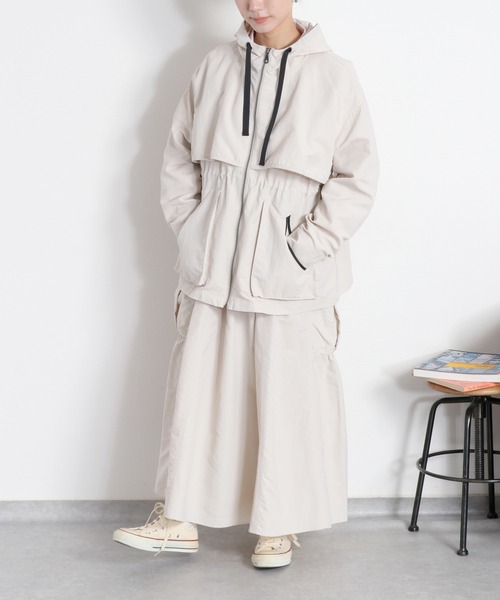 cepo（セポ）の「〈セットアップ対応〉撥水・UV・ウォッシャブル 前後2way グログランロングスカート（スカート・レディース・ベージュ/ブラック/グレー・M）」の10枚目の写真