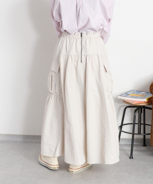 cepo（セポ）の「〈セットアップ対応〉撥水・UV・ウォッシャブル 前後2way グログランロングスカート（スカート・レディース・ベージュ/ブラック/グレー・M）」の19枚目の写真