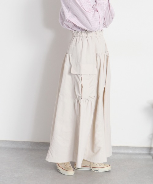 cepo（セポ）の「〈セットアップ対応〉撥水・UV・ウォッシャブル 前後2way グログランロングスカート（スカート・レディース・ベージュ/ブラック/グレー・M）」の20枚目の写真