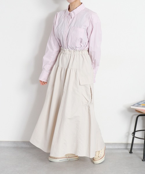 cepo（セポ）の「〈セットアップ対応〉撥水・UV・ウォッシャブル 前後2way グログランロングスカート（スカート・レディース・ベージュ/ブラック/グレー・M）」の8枚目の写真