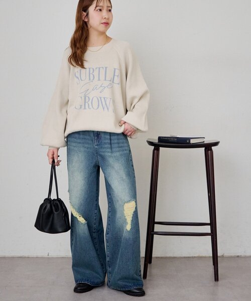 DISCOAT（ディスコート）の「【Enlude】ダメージデニムワイドパンツ《ユニセックス》（デニムパンツ・レディース・インディゴブルー・MEDIUM/SMALL/LARGE）」の8枚目の写真