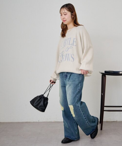 DISCOAT（ディスコート）の「【Enlude】ダメージデニムワイドパンツ《ユニセックス》（デニムパンツ・レディース・インディゴブルー・MEDIUM/SMALL/LARGE）」の9枚目の写真