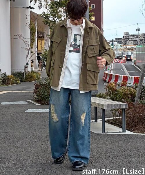 DISCOAT（ディスコート）の「【Enlude】ダメージデニムワイドパンツ《ユニセックス》（デニムパンツ・レディース・インディゴブルー・MEDIUM/SMALL/LARGE）」の11枚目の写真