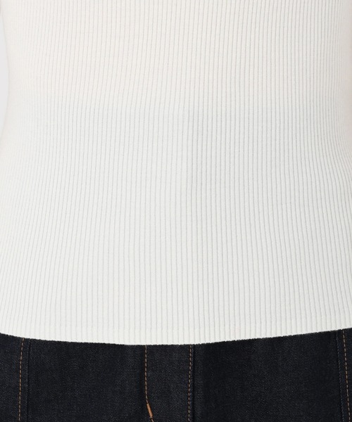 STRAWBERRY-FIELDS（ストロベリーフィールズ）の「エレナストレッチ_シアーフリルネック5分袖ニット（ニット/セーター・レディース・ブラック×ホワイト/ブラック/オフホワイト/ミント・2）」の11枚目の写真