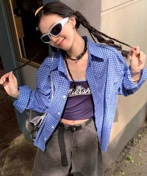 SHEENA(シーナ)の「ワンポケットチェックシャツ(シャツ/ブラウス・レディース・ブルー・M)」の8枚目の写真