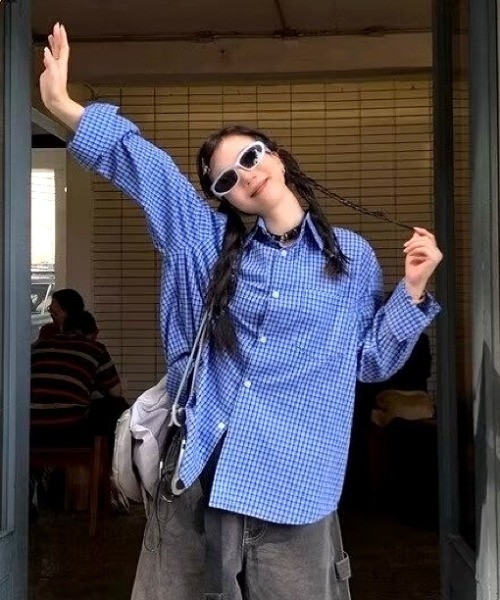 SHEENA(シーナ)の「ワンポケットチェックシャツ(シャツ/ブラウス・レディース・ブルー・M)」の12枚目の写真