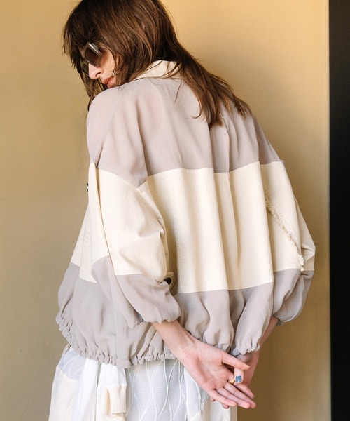 AULA AILA（アウラアイラ）の「デニムコンビネーションブルゾン（ブルゾン・レディース・ベージュ/ライトブルー/ブラック・0）」の7枚目の写真