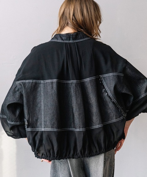 AULA AILA（アウラアイラ）の「デニムコンビネーションブルゾン（ブルゾン・レディース・ベージュ/ライトブルー/ブラック・0）」の11枚目の写真