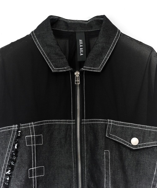 AULA AILA（アウラアイラ）の「デニムコンビネーションブルゾン（ブルゾン・レディース・ベージュ/ライトブルー/ブラック・0）」の21枚目の写真