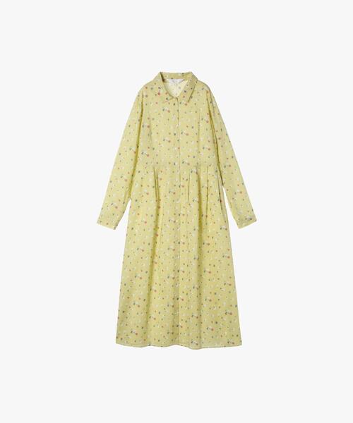 To b. by agnes b.（トゥービーバイアニエスベー）の「フラワープリント コットン 長袖 ワンピース（シャツワンピース・レディース・イエロー・36/40/38）」の6枚目の写真