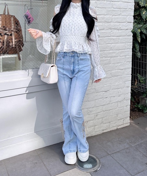 INGNI（イング）の「2Wayリボンアソート柄肩あきフリルブラウス（シャツ/ブラウス・レディース・ブラック系/ホワイト系その他3・M）」の10枚目の写真