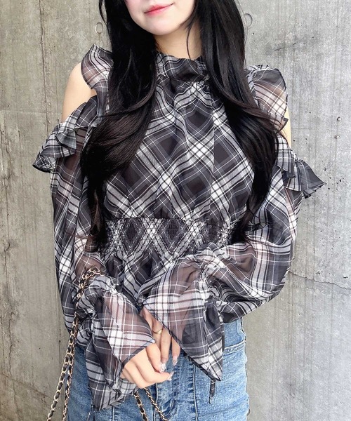 INGNI（イング）の「2Wayリボンアソート柄肩あきフリルブラウス（シャツ/ブラウス・レディース・ブラック系/ホワイト系その他3・M）」の11枚目の写真