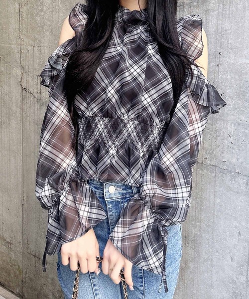 INGNI（イング）の「2Wayリボンアソート柄肩あきフリルブラウス（シャツ/ブラウス・レディース・ブラック系/ホワイト系その他3・M）」の13枚目の写真