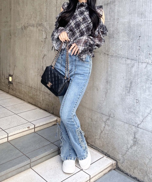 INGNI（イング）の「2Wayリボンアソート柄肩あきフリルブラウス（シャツ/ブラウス・レディース・ブラック系/ホワイト系その他3・M）」の16枚目の写真