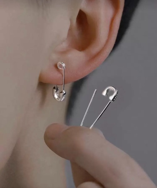 セール】【IZU】 安全ピンモチーフ 2wayピアス シルバー ユニセックス