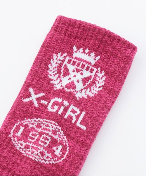 X-girl Stages(エックスガールステージス)の「バックロゴ クルーメランジソックス(ソックス/靴下・キッズ・オレンジ/スモークピンク・19-21cm/17-19cm)」の4枚目の写真