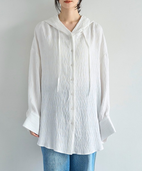 meilmada（メイルマダ）の「フード付きオーバーサイズシャツ（シャツ/ブラウス・レディース・ブラック/ホワイト・FREE）」の19枚目の写真