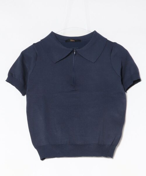 Ritzy(リッツィー)の「ジップアップポロニットトップス(Tシャツ/カットソー・レディース・ライトグレー/ダークグレー/ネイビー/イエロー/ホワイト・M/L)」の6枚目の写真