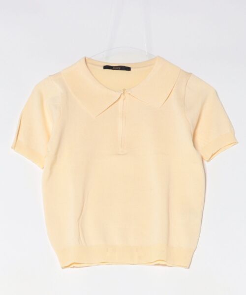 Ritzy(リッツィー)の「ジップアップポロニットトップス(Tシャツ/カットソー・レディース・ライトグレー/ダークグレー/ネイビー/イエロー/ホワイト・M/L)」の7枚目の写真