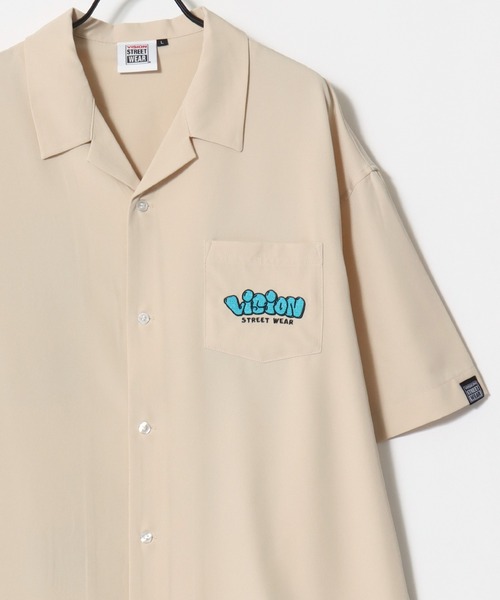 VISION STREET WEAR（ヴィジョンストリートウェア）の「VISION STREET WEAR/ヴィジョンストリートウェア オーバーサイズ バックプリント ロゴ ワンポイント刺繍 オープンカラー 半袖シャツ/レディース メンズ（シャツ/ブラウス・メンズ・アイボリー/ブラック・LL/M/L）」の16枚目の写真