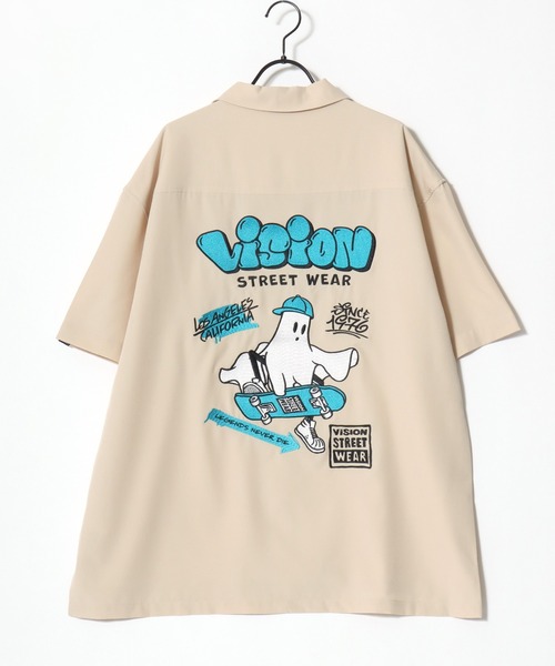 VISION STREET WEAR（ヴィジョンストリートウェア）の「VISION STREET WEAR/ヴィジョンストリートウェア オーバーサイズ バックプリント ロゴ ワンポイント刺繍 オープンカラー 半袖シャツ/レディース メンズ（シャツ/ブラウス・メンズ・アイボリー/ブラック・LL/M/L）」の11枚目の写真