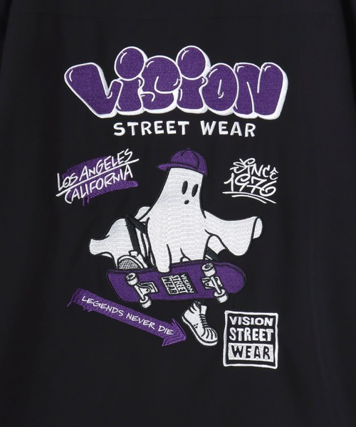 VISION STREET WEAR（ヴィジョンストリートウェア）の「VISION STREET WEAR/ヴィジョンストリートウェア オーバーサイズ バックプリント ロゴ ワンポイント刺繍 オープンカラー 半袖シャツ/レディース メンズ（シャツ/ブラウス・メンズ・アイボリー/ブラック・LL/M/L）」の17枚目の写真
