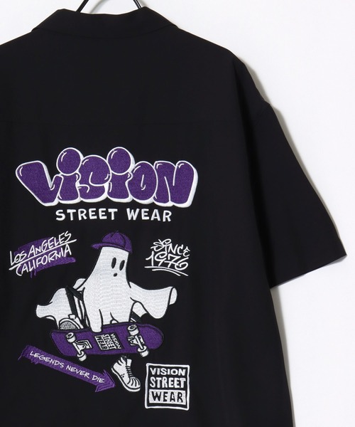 VISION STREET WEAR（ヴィジョンストリートウェア）の「VISION STREET WEAR/ヴィジョンストリートウェア オーバーサイズ バックプリント ロゴ ワンポイント刺繍 オープンカラー 半袖シャツ/レディース メンズ（シャツ/ブラウス・メンズ・アイボリー/ブラック・LL/M/L）」の13枚目の写真
