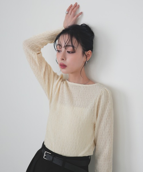 LIAN(リアン)の「カットシャーリングプルオーバー(Tシャツ/カットソー・レディース・グレー/ブラック/アイボリー/イエロー・FREE)」の11枚目の写真