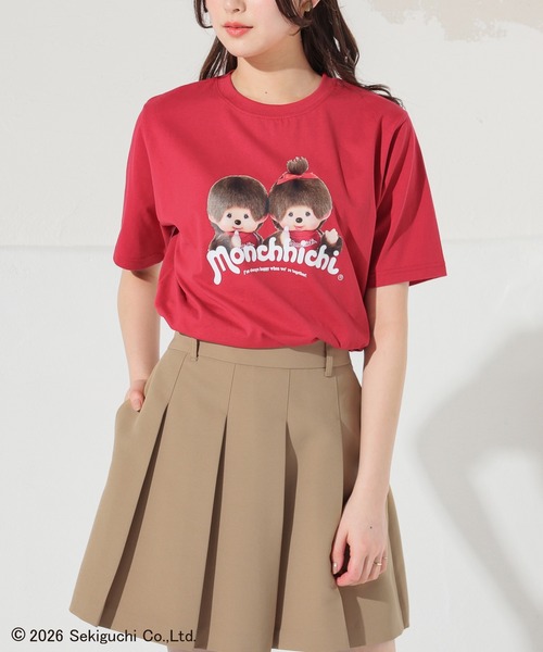 Honeys(ハニーズ)の「モンチッチ/Tシャツ(Tシャツ/カットソー・キッズ・ライトピンク/ホワイト/レッド/オートミール/スミクロ/ベージュ/ラベンダー/ブラック/ホワイト×ピンク・150cm/L/LL/M/S)」の9枚目の写真