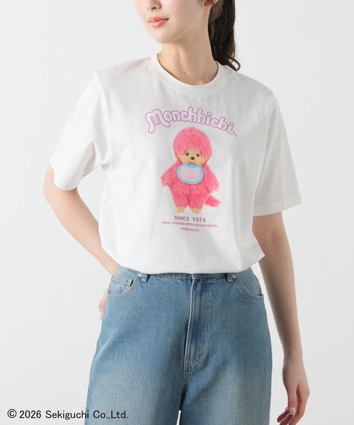 Honeys(ハニーズ)の「モンチッチ/Tシャツ(Tシャツ/カットソー・キッズ・ライトピンク/ホワイト/レッド/オートミール/スミクロ/ベージュ/ラベンダー/ブラック/ホワイト×ピンク・150cm/L/LL/M/S)」の3枚目の写真