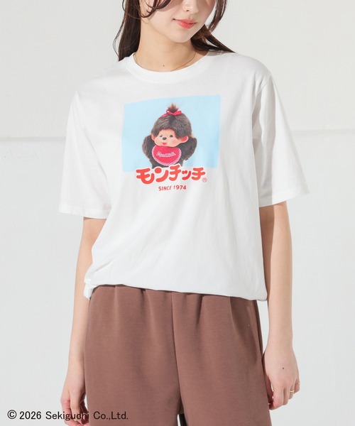 Honeys(ハニーズ)の「モンチッチ/Tシャツ(Tシャツ/カットソー・キッズ・ライトピンク/ホワイト/レッド/オートミール/スミクロ/ベージュ/ラベンダー/ブラック/ホワイト×ピンク・150cm/L/LL/M/S)」の10枚目の写真