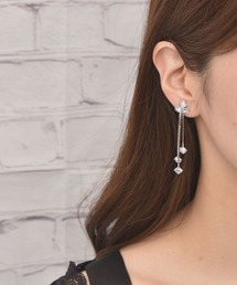 VIBGYOR Women | 【float】スクエア ビジュー 3連ロングチェーン イヤリング(イヤリング)